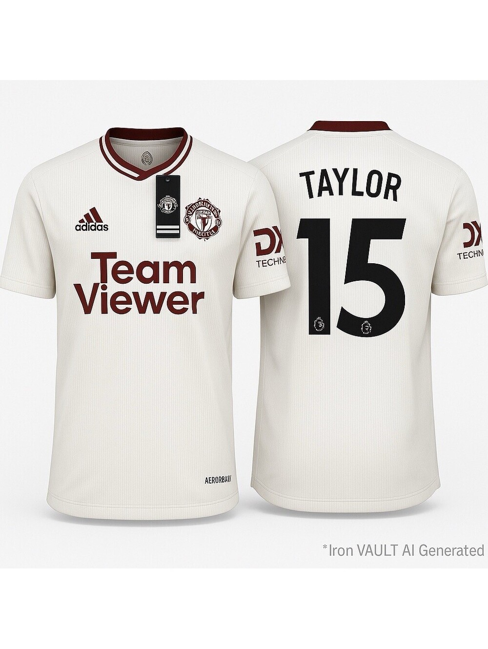 Manchester United Taylor Youth 9-10Y White Away Jersey Adidas AEROREADY NWT